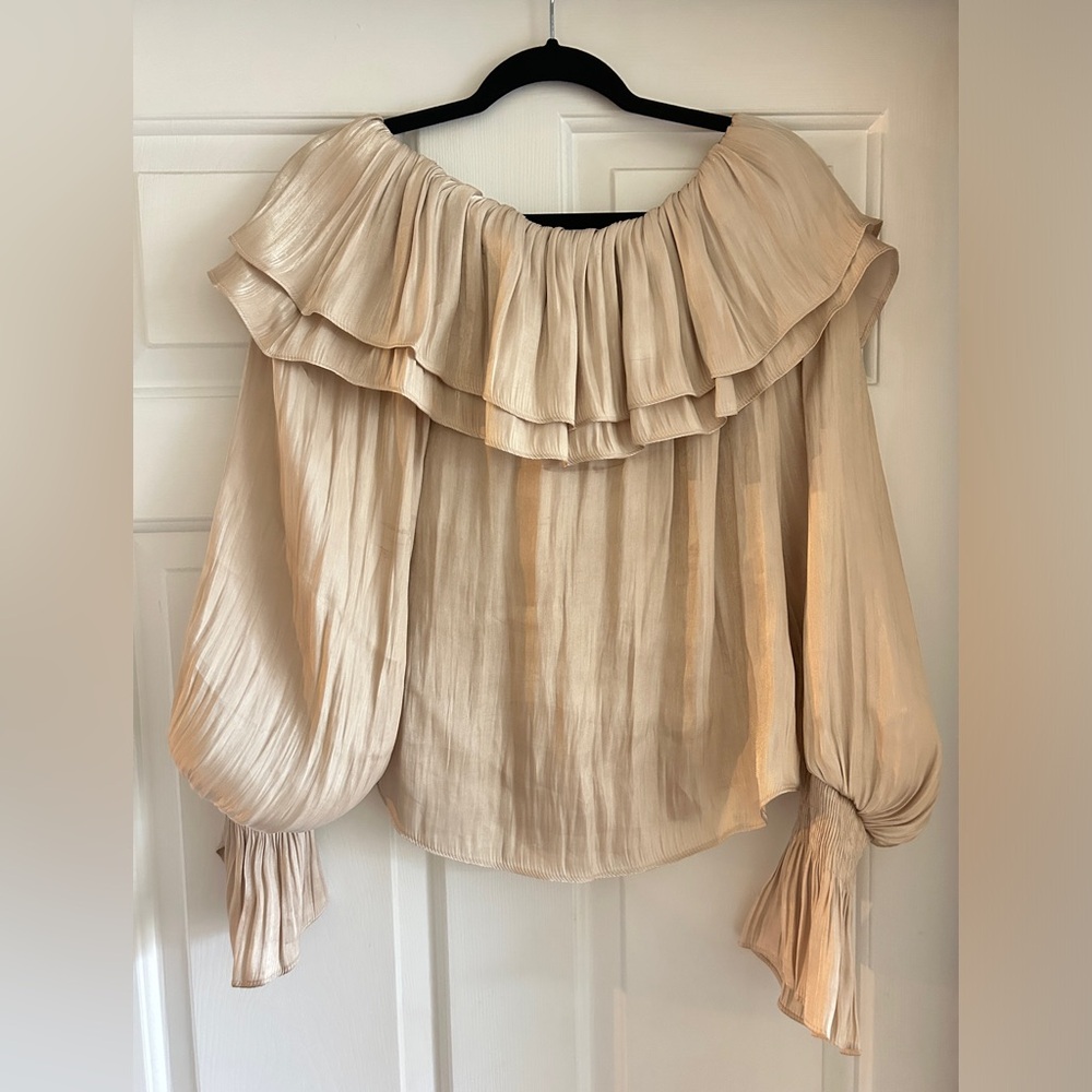 Iridescent Off-The-Should Gold Blouse